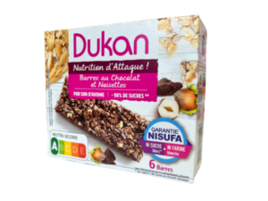 Barres au chocolat et noisettes (6 barres x 25g l’unité)