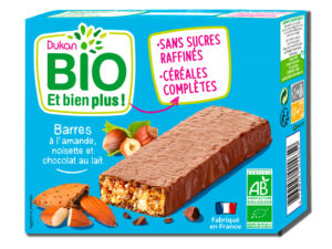 Barres à l’amande, noisette et chocolat au lait bio dukan