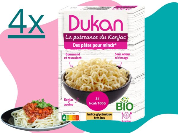 LOTTO DI 4 Shirataki di Konjac BIO + Fibra d'Avena Dukan ZERO ACQUA & ZERO ODORE