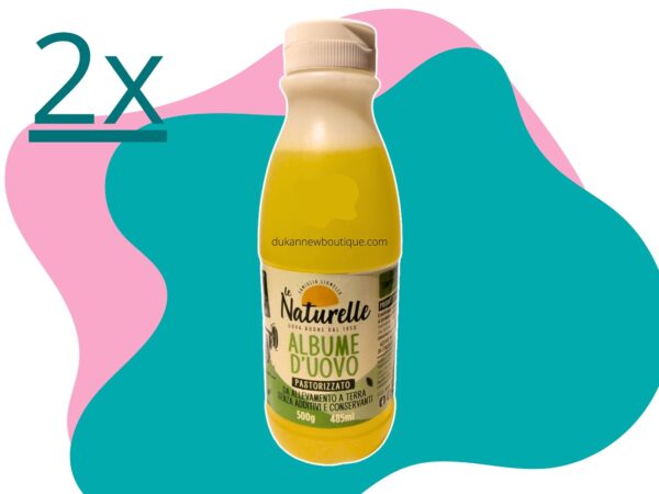 Lotto di 2 PROTEINE NATURALI: Albume d'uovo liquido 100% al naturale senza zucchero, senza grassi, senza conservanti