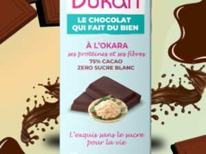 Tavoletta di cioccolato – 75% CACAO – con OKARA – SENZA ZUCCHERO AGGIUNTO
