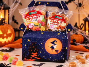 CONFEZIONE DI HALLOWEEN SENZA ZUCCHERO BABALU + FRUTTA GOMMOSA